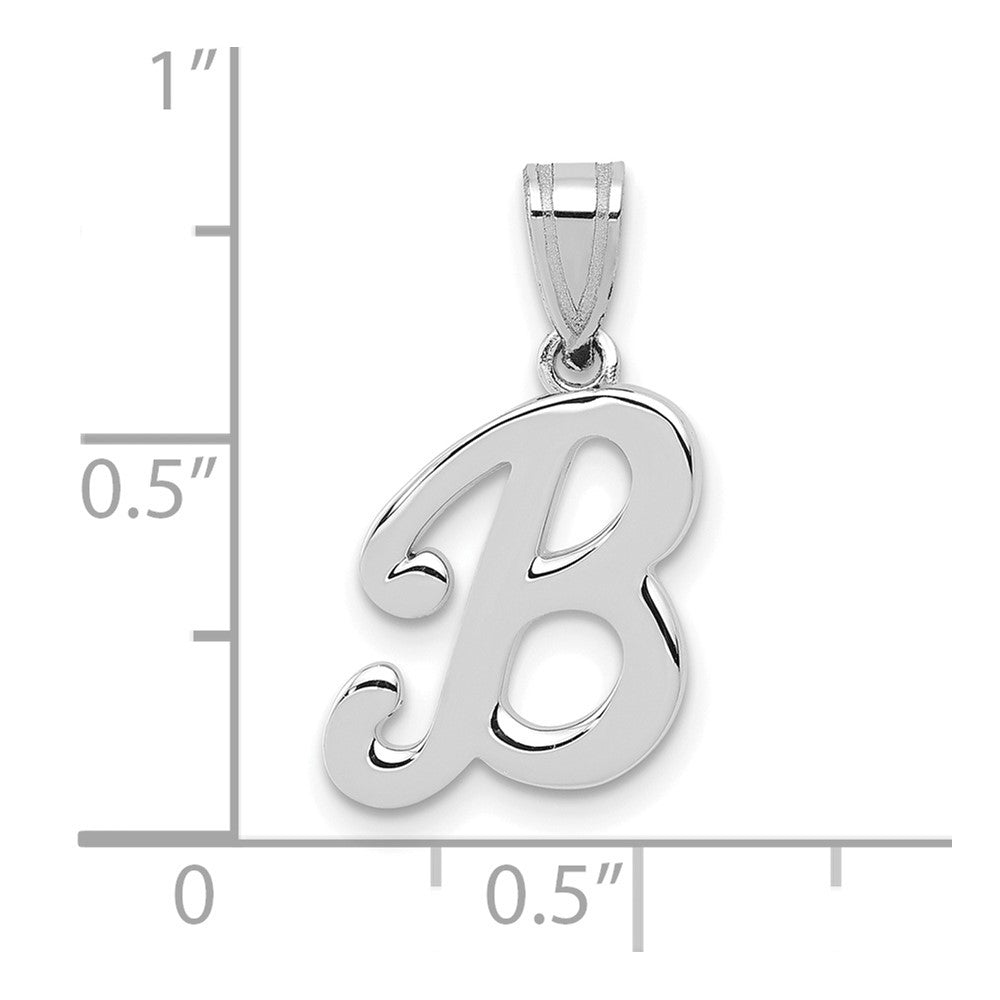 FJC Finejewelers 14 kt White Gold  Script Letter B Initial Charm 15 mm x 11 mm