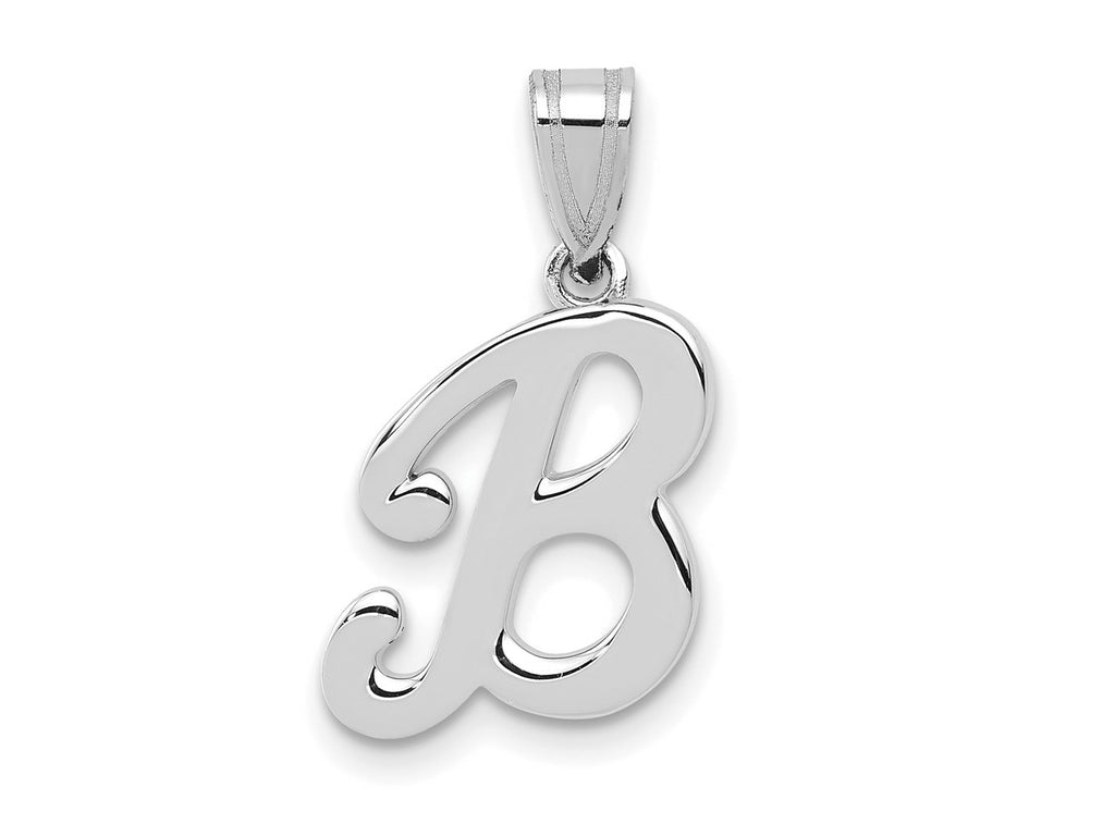 FJC Finejewelers 14 kt White Gold  Script Letter B Initial Charm 15 mm x 11 mm