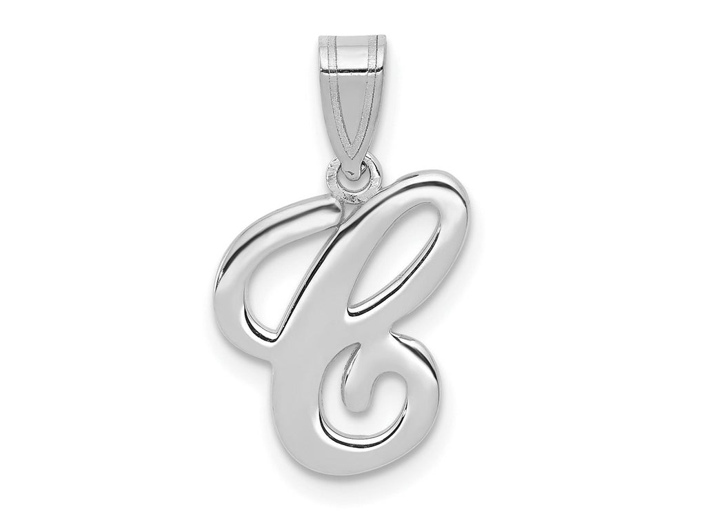 FJC Finejewelers 14 kt White Gold  Script Letter C Initial Charm 14 mm x 11 mm