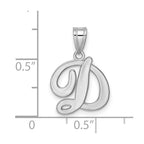FJC Finejewelers 14 kt White Gold  Script Letter D Initial Charm 14 mm x 13 mm