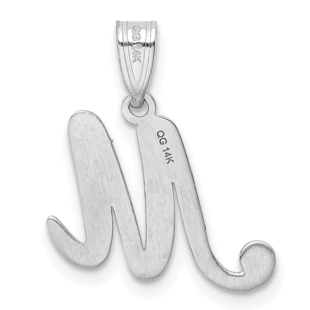 FJC Finejewelers 14 kt White Gold  Script Letter M Initial Charm