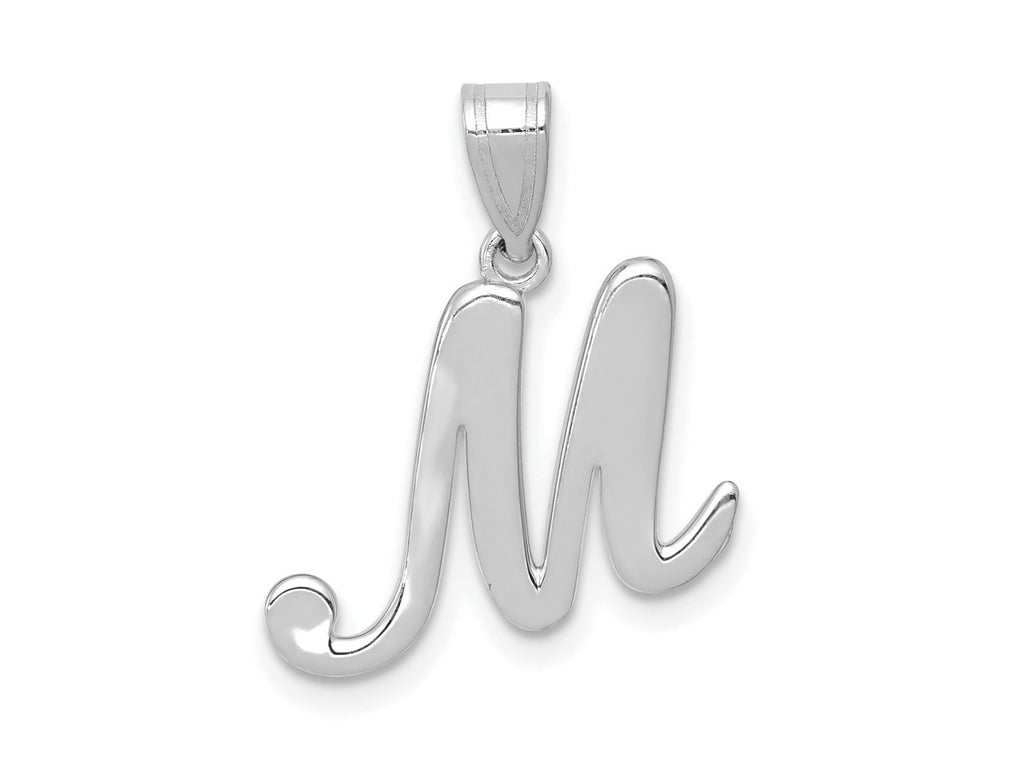 FJC Finejewelers 14 kt White Gold  Script Letter M Initial Charm