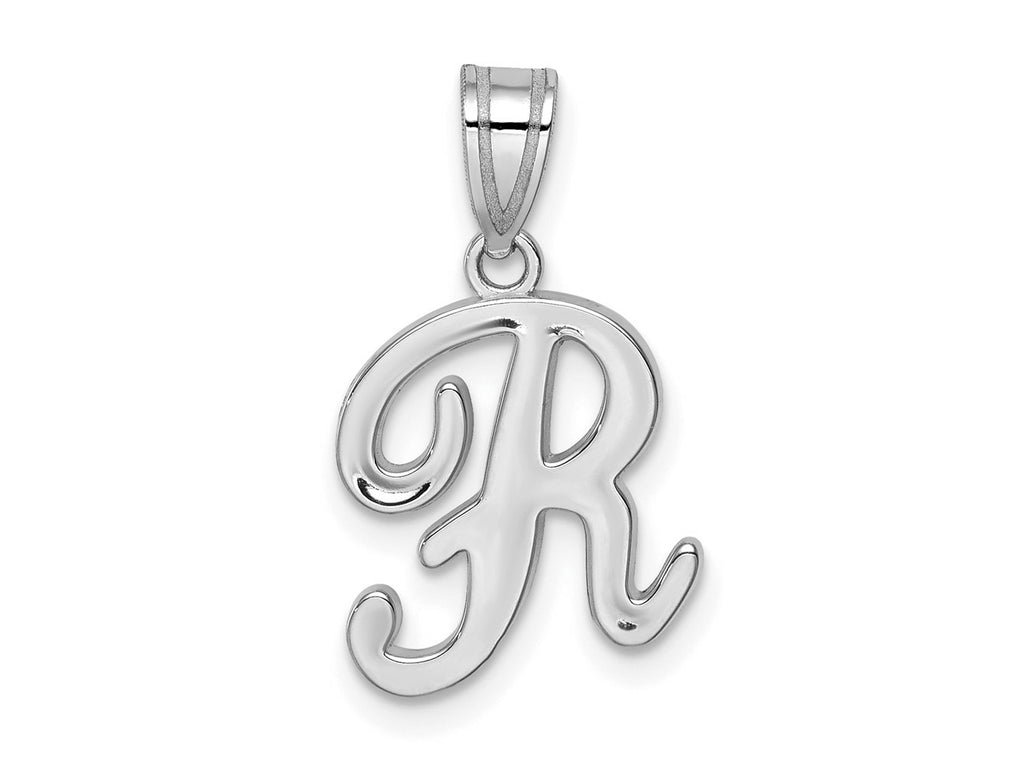 FJC Finejewelers 14 kt White Gold  Script Letter R Initial Charm