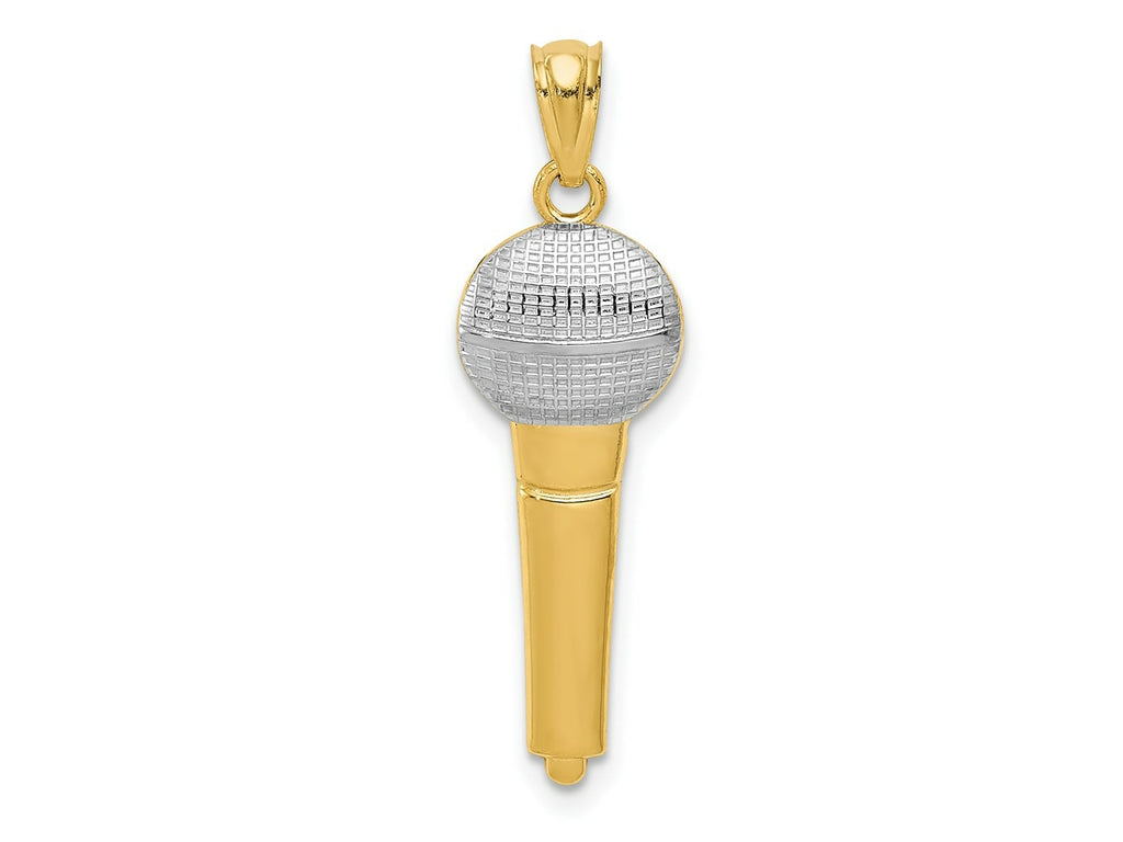 FJC Finejewelers 14 kt Yellow Gold and Rhodium Microphone Charm 29 x 9 mm