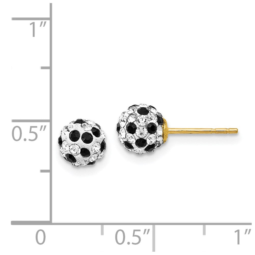 FJC Finejewelers 14 kt Yellow Gold Ball Black and White Crystal Post Earrings 6 x 6 mm