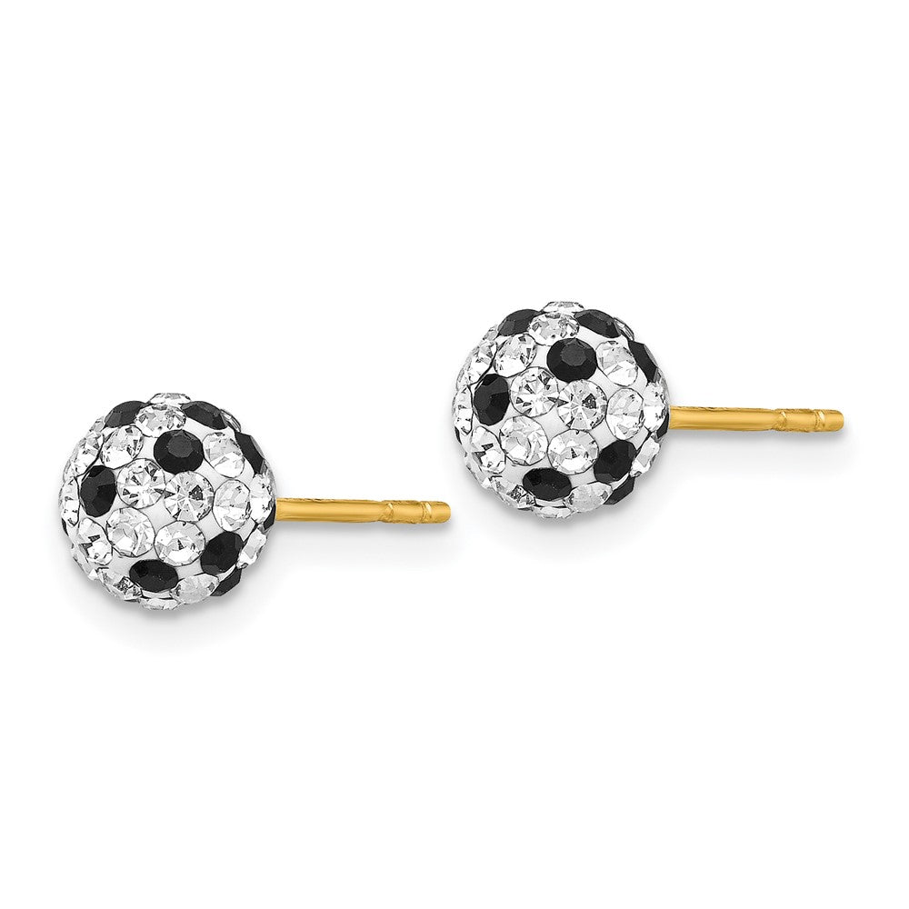 FJC Finejewelers 14 kt Yellow Gold Ball Black and White Crystal Post Earrings 6 x 6 mm