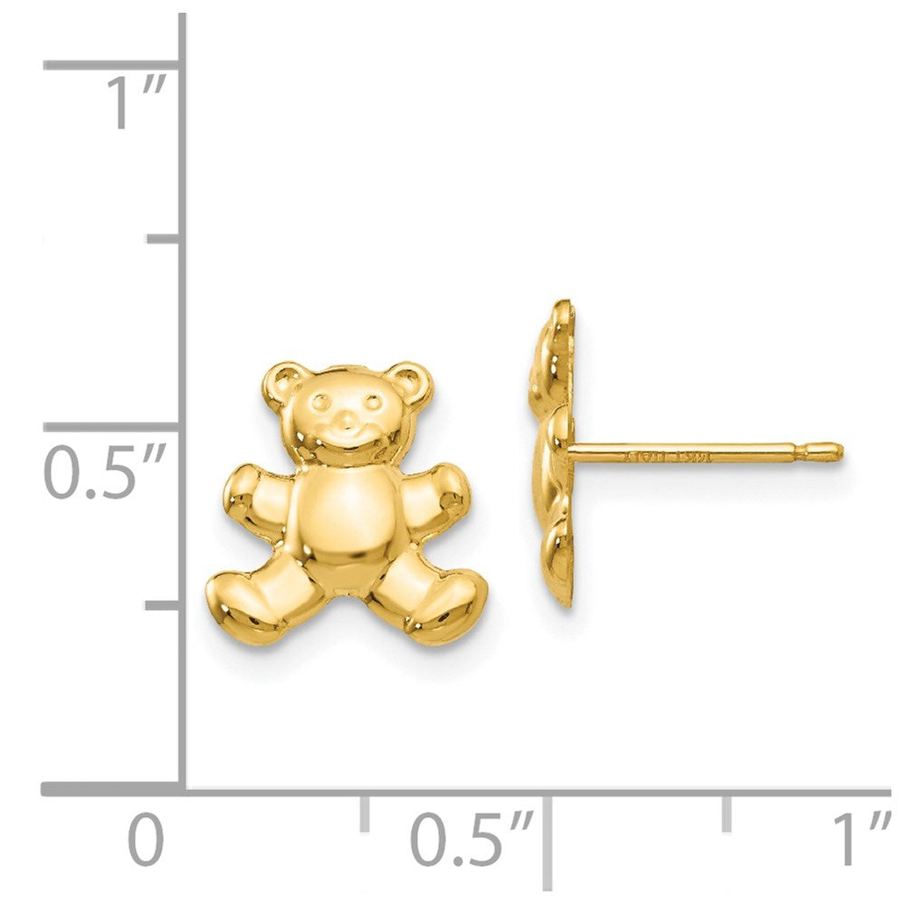 FJC Finejewelers 14 kt Yellow Gold Button Teddy Bear Post Earrings 11 x 10 mm