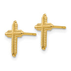 FJC Finejewelers 14 kt Yellow Gold Button Polished Cross Post Earrings 10 mm x 7 mm