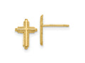 FJC Finejewelers 14 kt Yellow Gold Button Polished Cross Post Earrings 10 mm x 7 mm