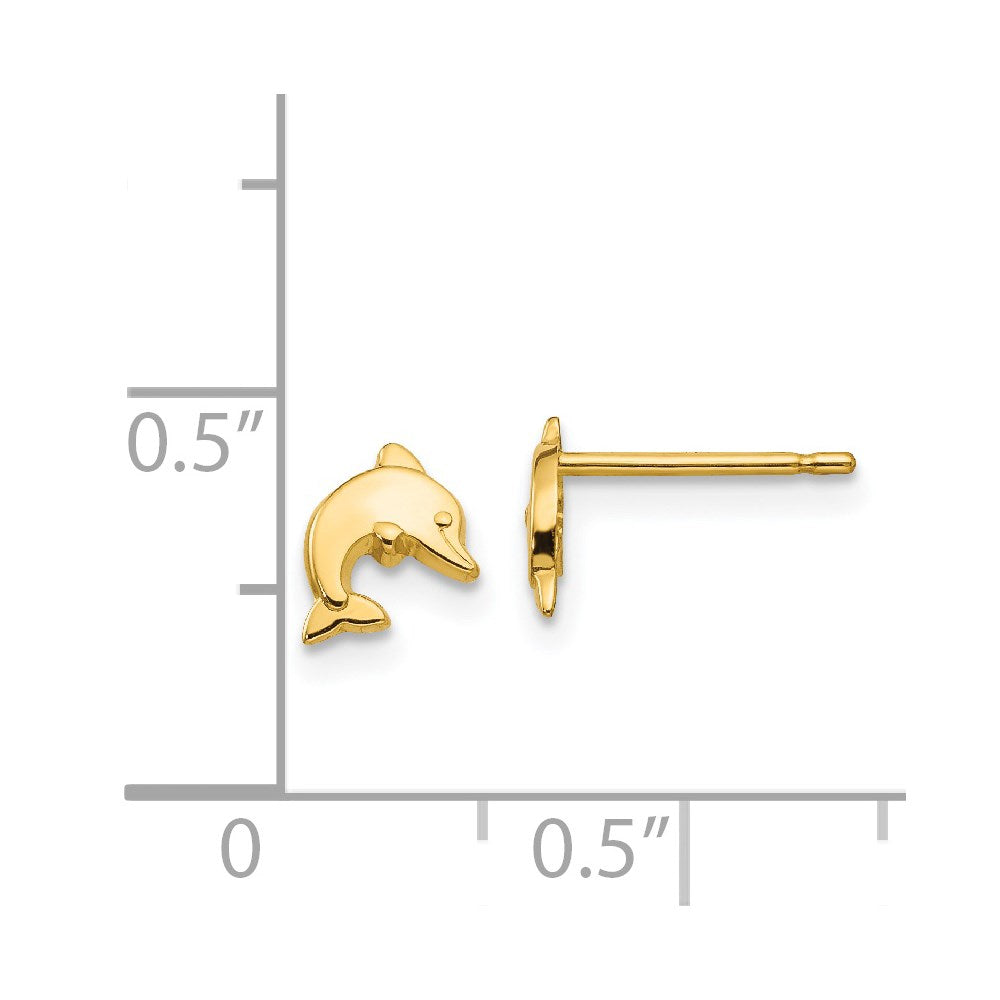 FJC Finejewelers 14 kt Yellow Gold Button Polished Dolphin Post Earrings 7 x 6 mm