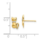 FJC Finejewelers 14 kt Yellow Gold Button Sitting Cat CZ Bowtie Stud Earrings 7 x 5 mm