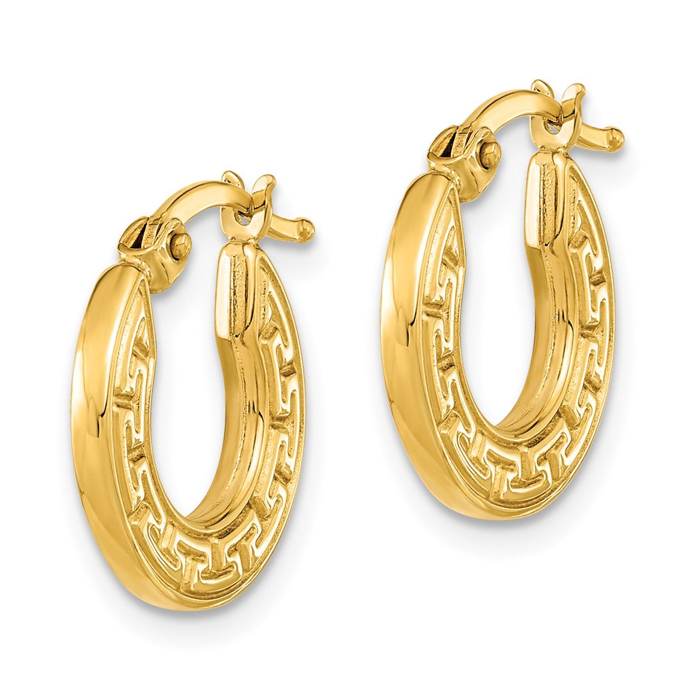 FJC Finejewelers 14 kt Yellow Gold Polished Hollow Greek Key Hoop Earrings 16 x 14 mm