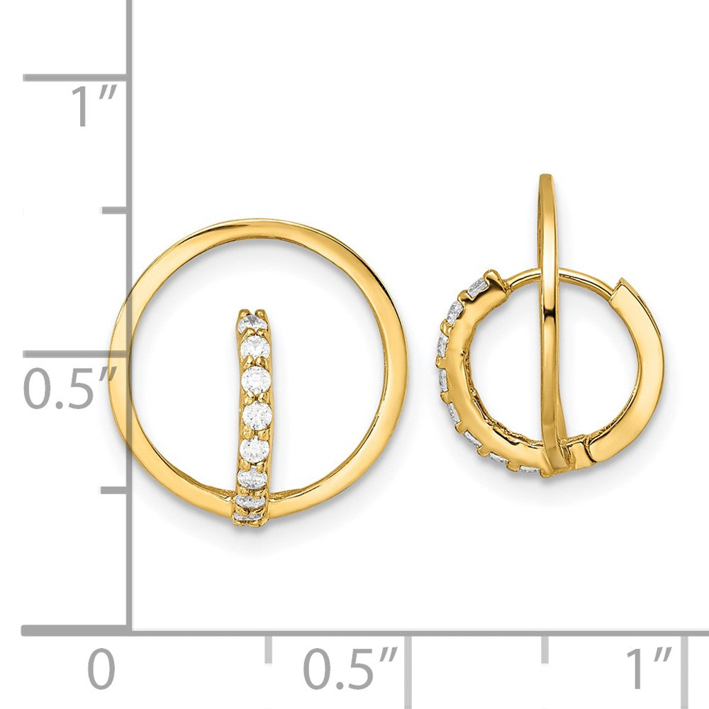 FJC Finejewelers 14 kt Yellow Gold Dangle Polished CZ Circle Huggie Earrings 14 x 13mm