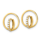 FJC Finejewelers 14 kt Yellow Gold Dangle Polished CZ Circle Huggie Earrings 14 x 13mm
