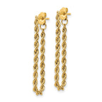 FJC Finejewelers 14 kt Yellow Gold Bright Cut Polished Rope Dangle Earrings 34 x 2 mm