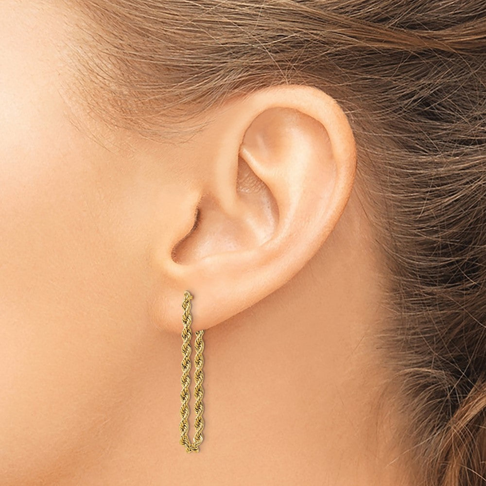 FJC Finejewelers 14 kt Yellow Gold Bright Cut Polished Rope Dangle Earrings 34 x 2 mm