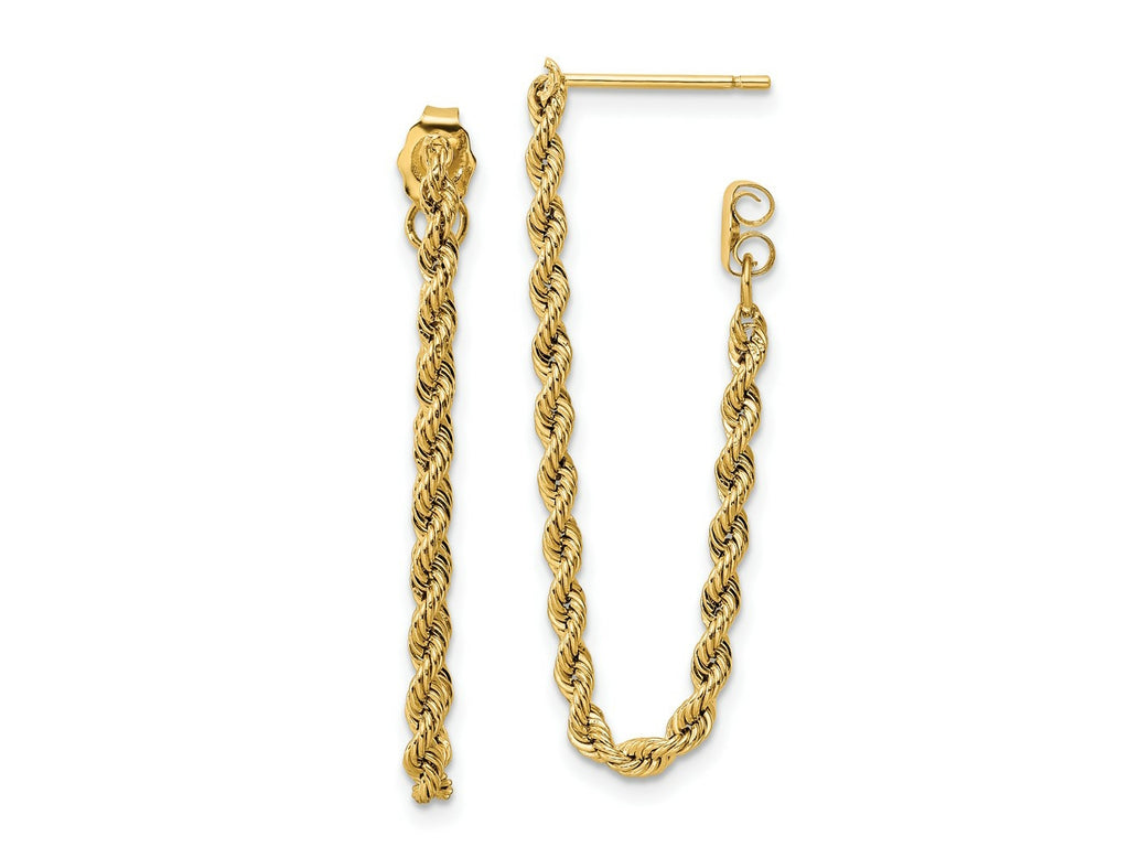 FJC Finejewelers 14 kt Yellow Gold Bright Cut Polished Rope Dangle Earrings 34 x 2 mm