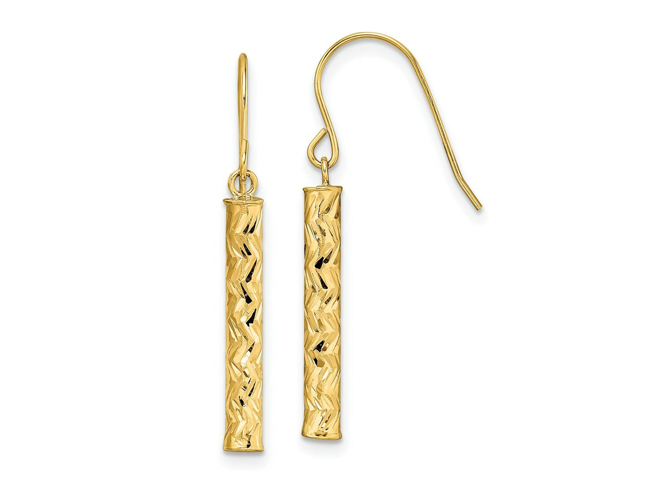 FJC Finejewelers 14 kt Yellow Gold Bright Cut Polished Dangle Earrings 33 x 3 mm