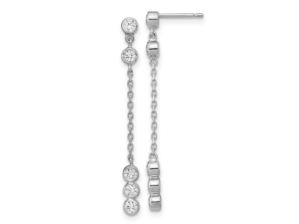 FJC Finejewelers 14 kt White Gold Drop and Dangle CZ Chain Link Dangle Earrings 36 mm x 3 mm