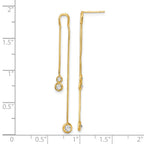 FJC Finejewelers 14 kt Yellow Gold Drop and Dangle Polished CZ Double Chain Dangle Post Earrings 49 mm x 4 mm