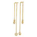 FJC Finejewelers 14 kt Yellow Gold Drop and Dangle Polished CZ Double Chain Dangle Post Earrings 49 mm x 4 mm