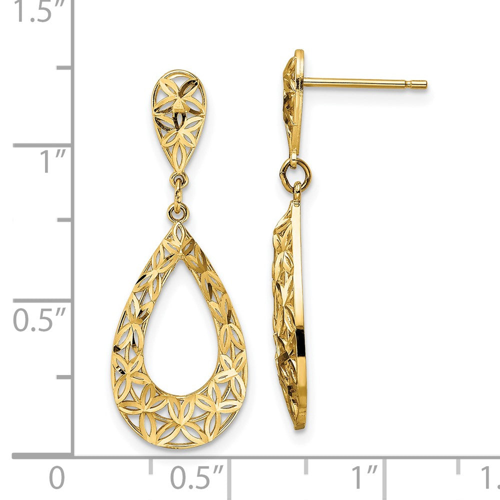 FJC Finejewelers 14 kt Yellow Gold Bright Cut Dangle Post Earrings 31 x 11 mm