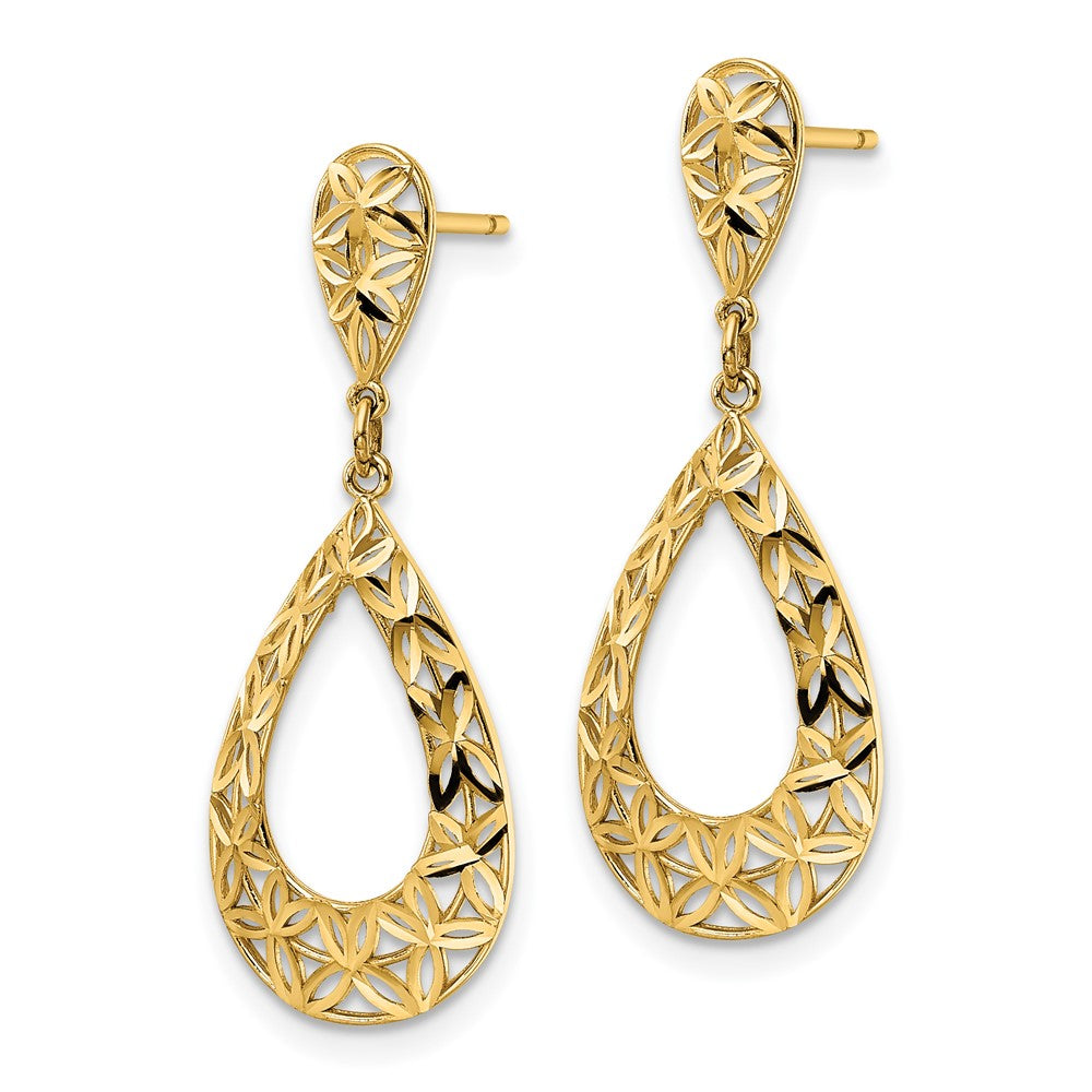 FJC Finejewelers 14 kt Yellow Gold Bright Cut Dangle Post Earrings 31 x 11 mm
