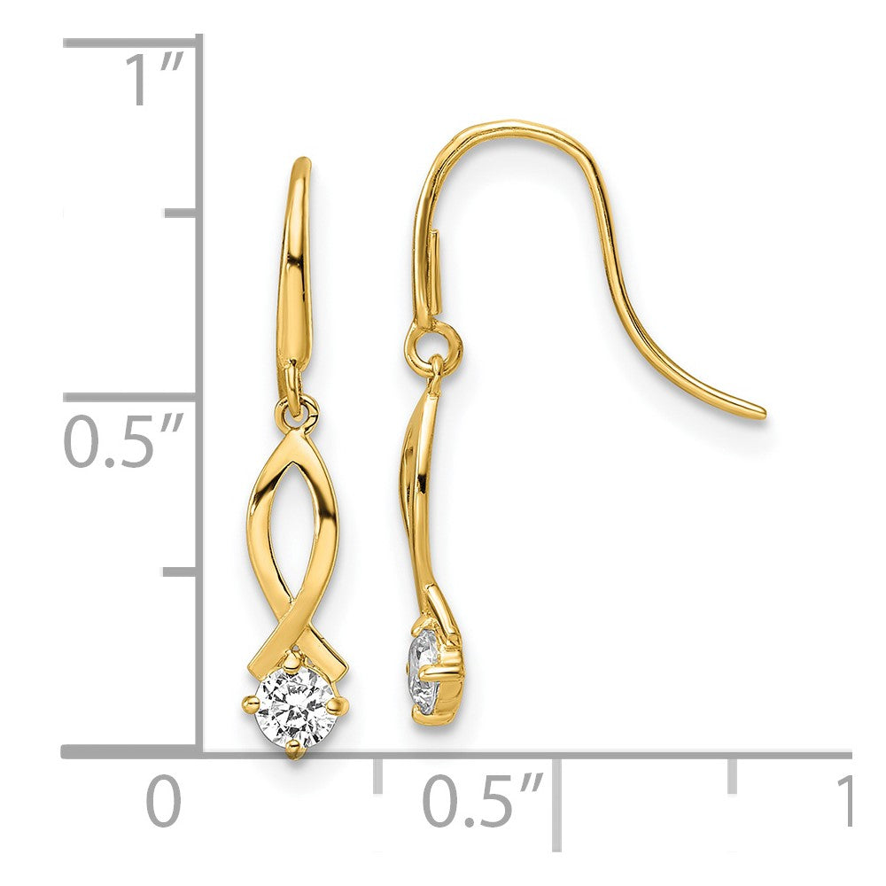 FJC Finejewelers 14 kt Yellow Gold CZ Dangle Earrings 22 x 3 mm