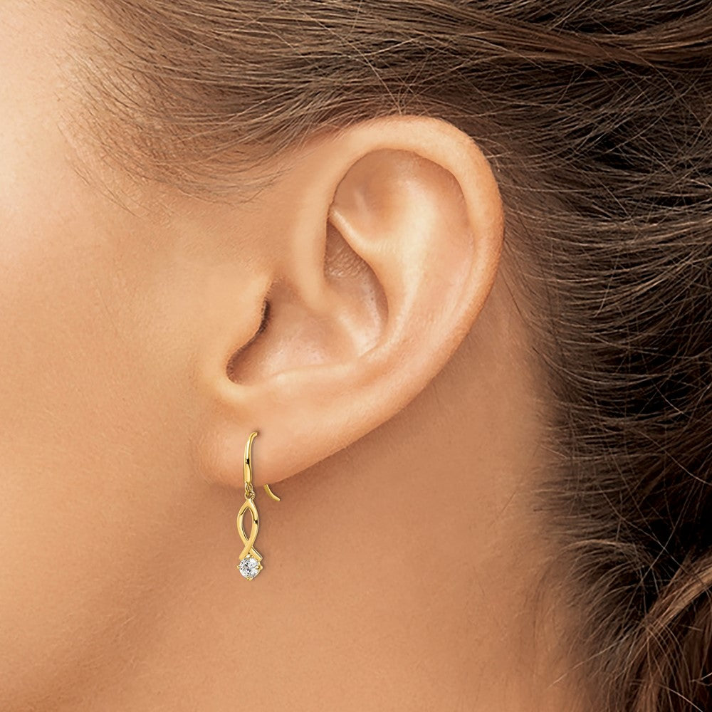FJC Finejewelers 14 kt Yellow Gold CZ Dangle Earrings 22 x 3 mm