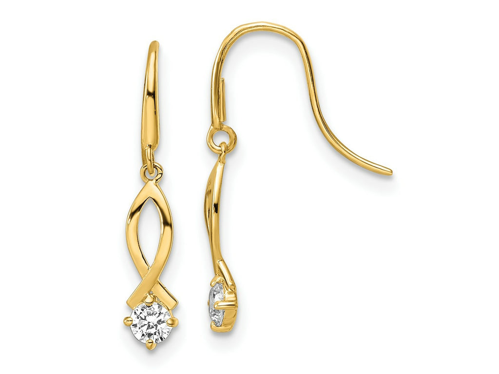 FJC Finejewelers 14 kt Yellow Gold CZ Dangle Earrings 22 x 3 mm