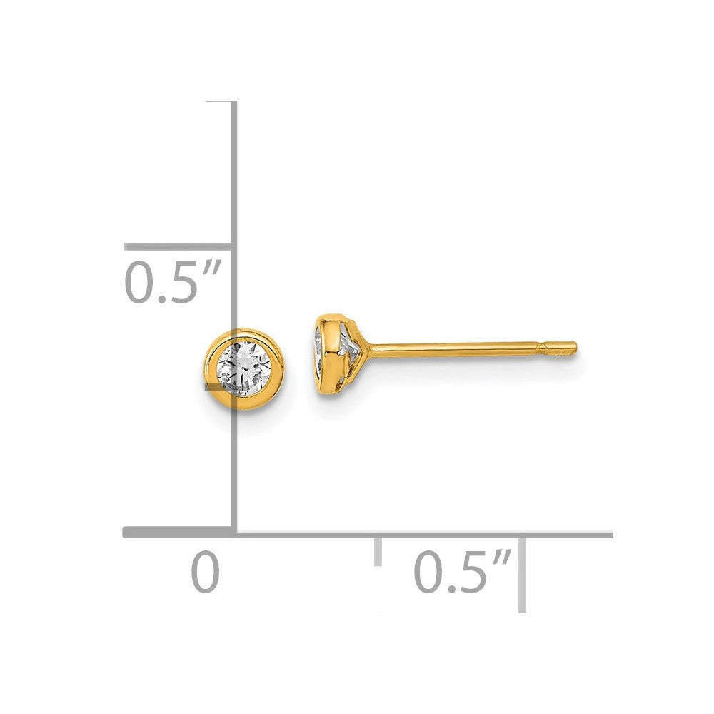 FJC Finejewelers 14 kt Yellow Gold Button Polished Circle Bezel CZ Post Earrings 3 x 3 mm