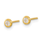 FJC Finejewelers 14 kt Yellow Gold Button Polished Circle Bezel CZ Post Earrings 3 x 3 mm