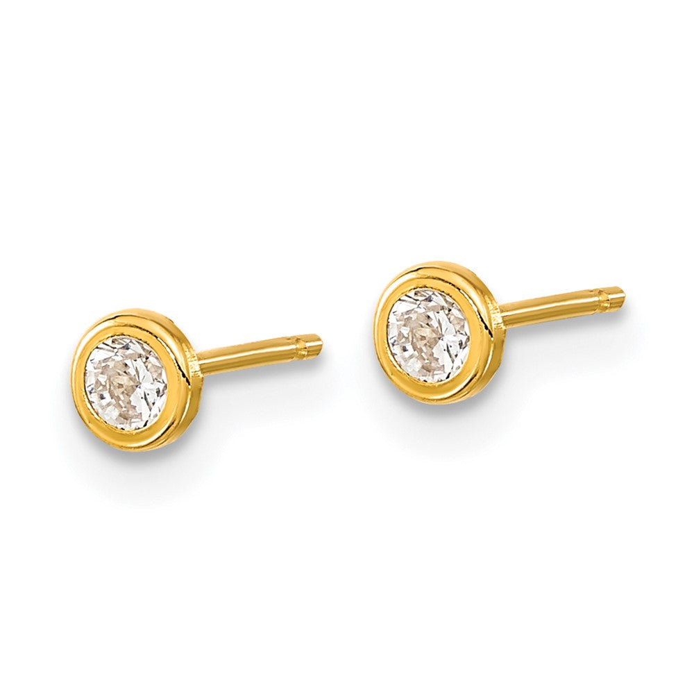 FJC Finejewelers 14 kt Yellow Gold Button Polished Circle Bezel CZ Post Earrings 3 x 3 mm