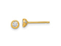 FJC Finejewelers 14 kt Yellow Gold Button Polished Circle Bezel CZ Post Earrings 3 x 3 mm
