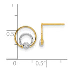 FJC Finejewelers 14 kt Yellow Gold Dangle Polished White Rhodium CZ Double Circle Post Earrings 10 x 9 mm