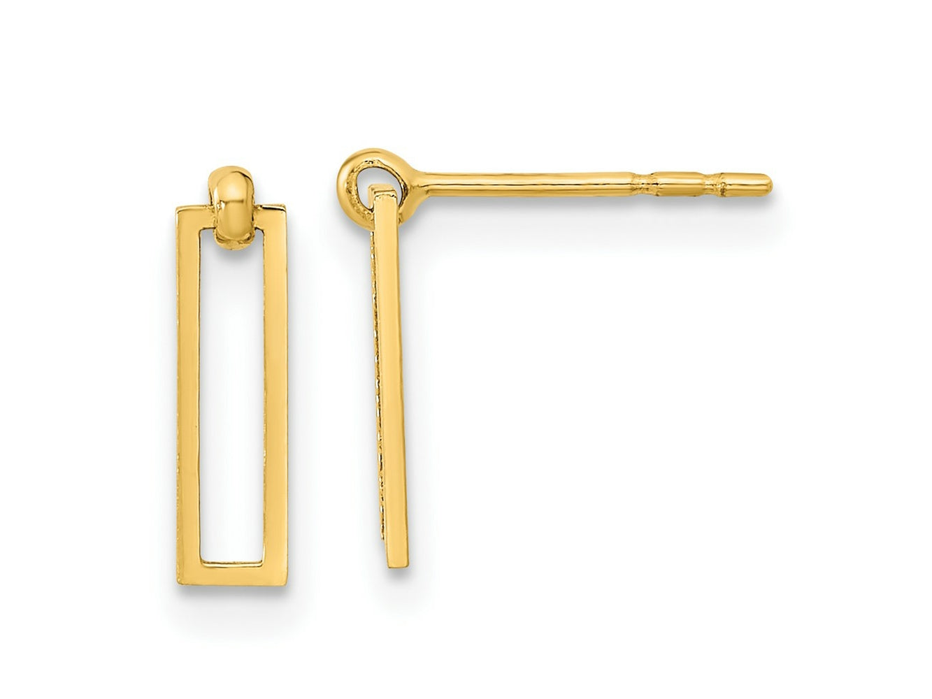 FJC Finejewelers 14 kt Yellow Gold Polished Open Rectangle Dangle Post Earrings 10 x 3 mm