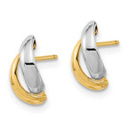 FJC Finejewelers 14 kt Yellow Gold J-Hoop White Rhodium Fancy Teardrop Post Earrings 11 mm x 5 mm