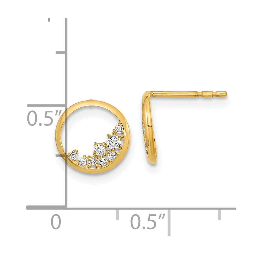 FJC Finejewelers 14 kt Yellow Gold Button Polished Open Circle CZ Post Earrings 9 x 9 mm