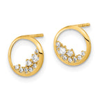 FJC Finejewelers 14 kt Yellow Gold Button Polished Open Circle CZ Post Earrings 9 x 9 mm