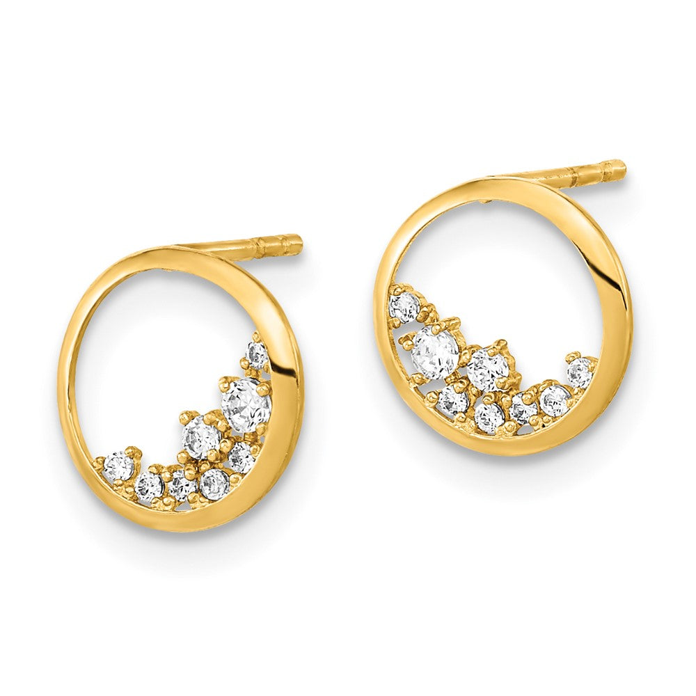 FJC Finejewelers 14 kt Yellow Gold Button Polished Open Circle CZ Post Earrings 9 x 9 mm