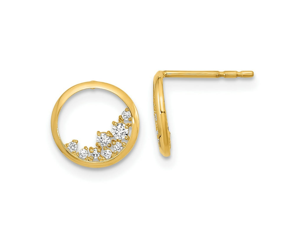 FJC Finejewelers 14 kt Yellow Gold Button Polished Open Circle CZ Post Earrings 9 x 9 mm