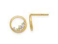 FJC Finejewelers 14 kt Yellow Gold Button Polished Open Circle CZ Post Earrings 9 x 9 mm