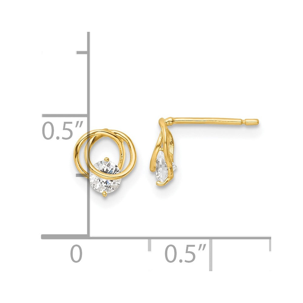 FJC Finejewelers 14 kt Yellow Gold Button Polished CZ Circles Post Earrings 7 mm x 6 mm