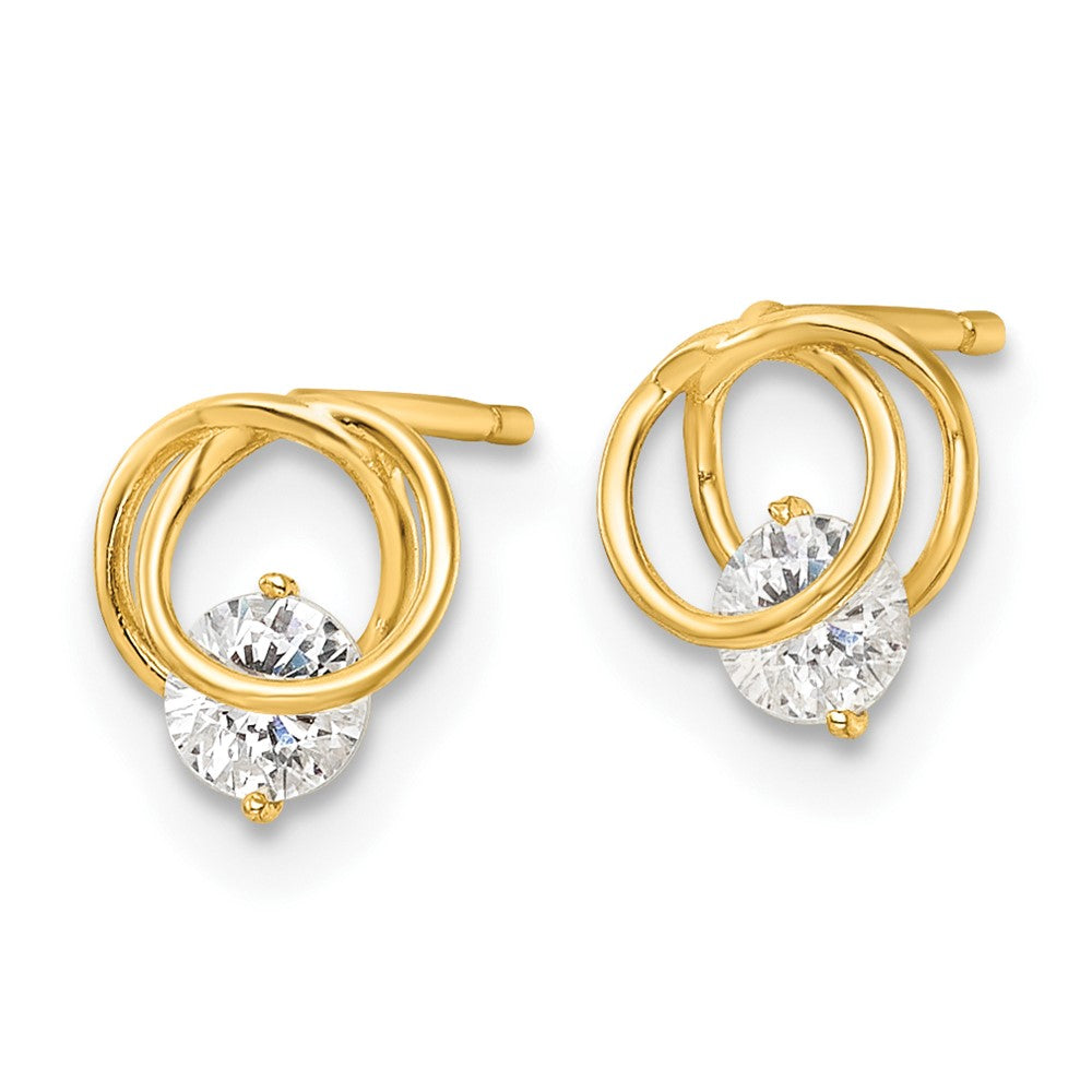 FJC Finejewelers 14 kt Yellow Gold Button Polished CZ Circles Post Earrings 7 mm x 6 mm