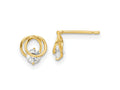 FJC Finejewelers 14 kt Yellow Gold Button Polished CZ Circles Post Earrings 7 mm x 6 mm