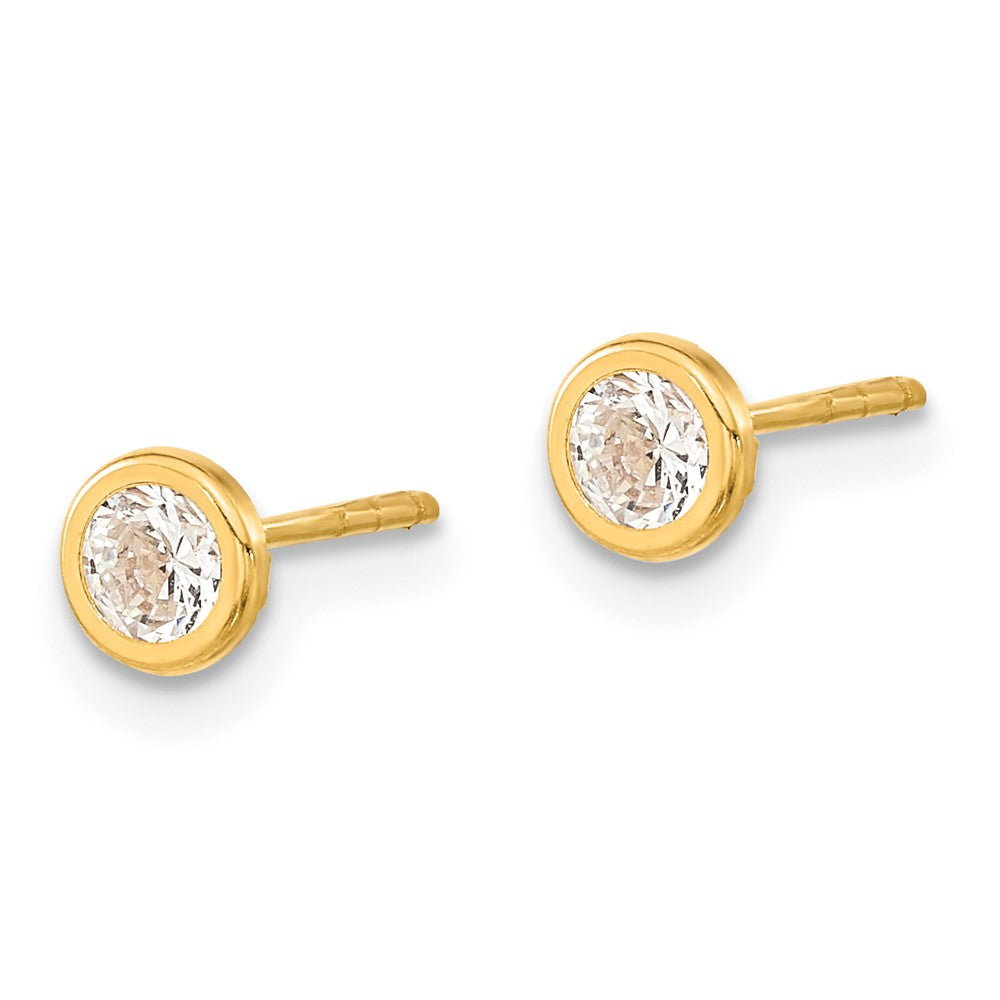 FJC Finejewelers 14 kt Yellow Gold Stud Polished Circle Bezel with CZ Post Earrings 4 x 4 mm