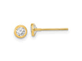 FJC Finejewelers 14 kt Yellow Gold Stud Polished Circle Bezel with CZ Post Earrings 4 x 4 mm