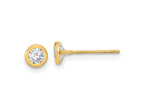 FJC Finejewelers 14 kt Yellow Gold Stud Polished Circle Bezel with CZ Post Earrings 4 x 4 mm