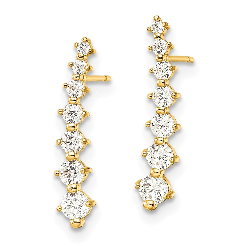 FJC Finejewelers 14 kt Yellow Gold Dangle Polished White CZ Post Earrings 18 x 4 mm