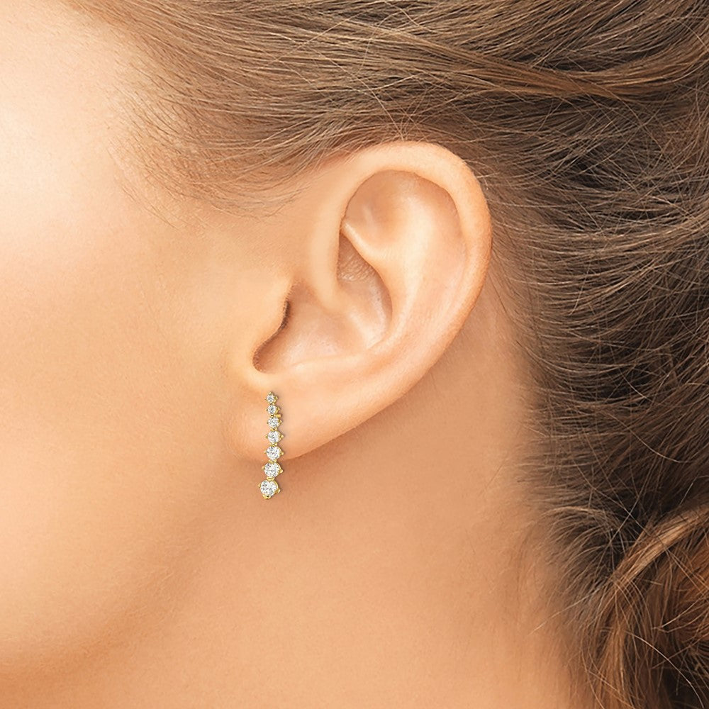 FJC Finejewelers 14 kt Yellow Gold Dangle Polished White CZ Post Earrings 18 x 4 mm